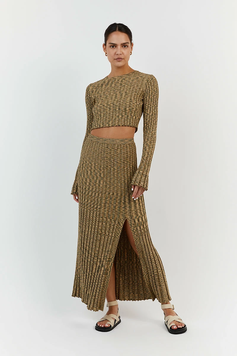 DISSH SADIE OLIVE MARLE LONG SLEEVE KNIT TOP 2 DISSH SADIE OLIVE MARLE LONG SLEEVE KNIT TOP - Image 2