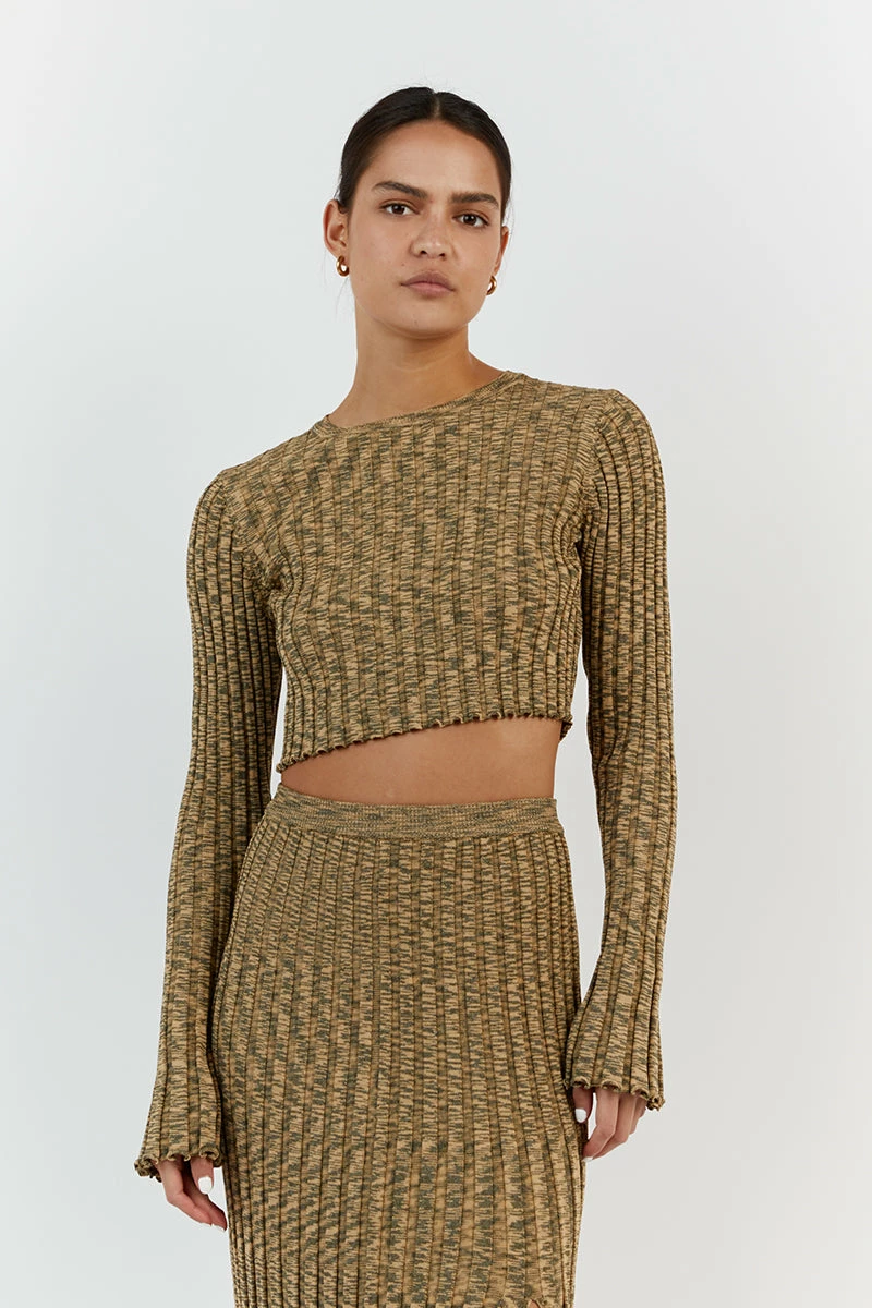 DISSH SADIE OLIVE MARLE LONG SLEEVE KNIT TOP 3 DISSH SADIE OLIVE MARLE LONG SLEEVE KNIT TOP - Image 3