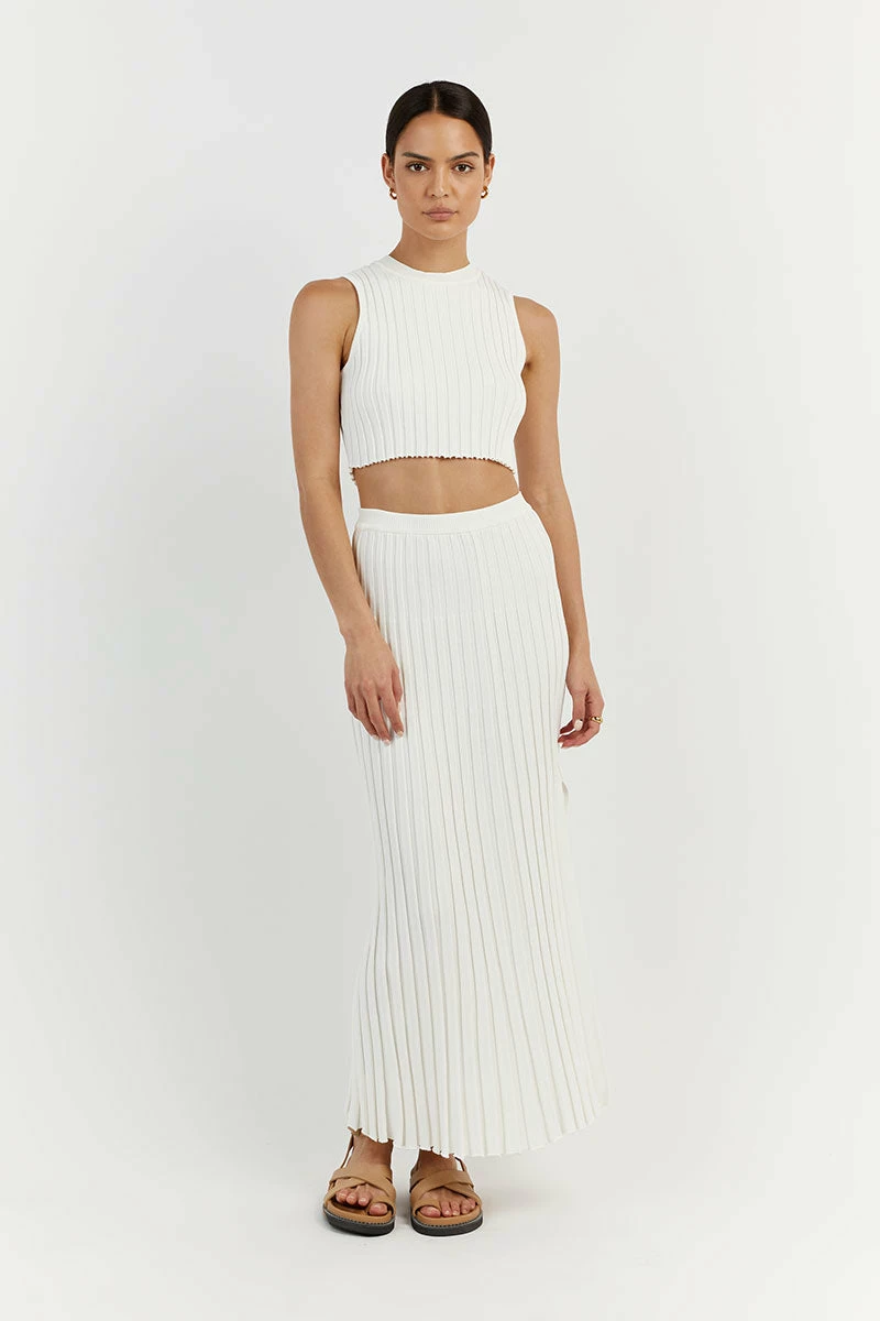 DISSH ADA OFF WHITE KNIT MIDI SKIRT 2 DISSH ADA OFF WHITE KNIT MIDI SKIRT - Image 2
