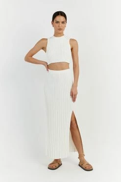 DISSH ADA OFF WHITE KNIT MIDI SKIRT 8 DISSH ADA OFF WHITE KNIT MIDI SKIRT -DISSH all-clothing Shop WES05023SOW.105 2