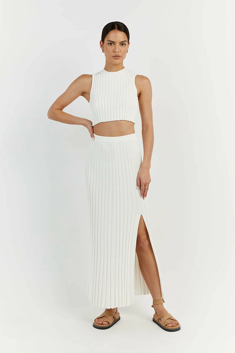 DISSH ADA OFF WHITE KNIT MIDI SKIRT 3 DISSH ADA OFF WHITE KNIT MIDI SKIRT - Image 3
