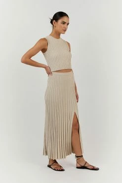 DISSH ADA STONE KNIT MIDI SKIRT -DISSH all-clothing Shop WES05023STO.175 2