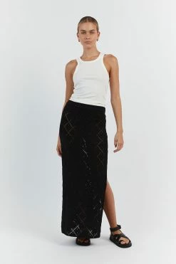 DISSH SORRENTO BLACK CROCHET MIDI SKIRT -DISSH all-clothing Shop WES05028BK.600 10