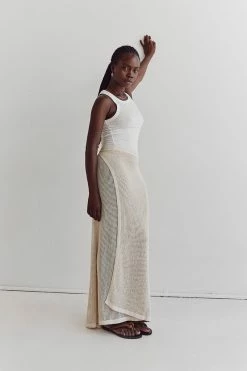 DISSH OPHELIA NATURAL CROCHET WRAP SKIRT