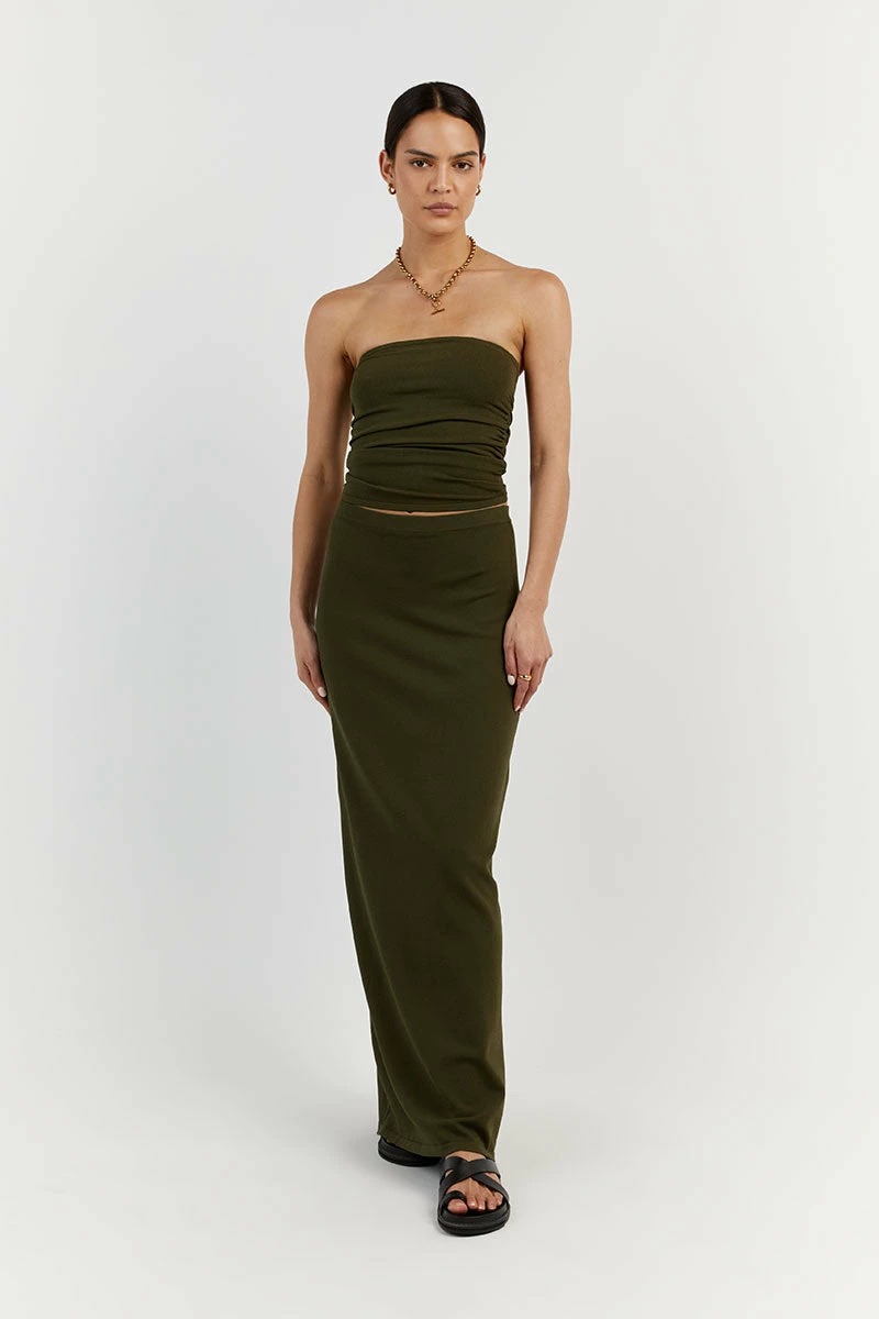 DISSH CARRIE OLIVE MIDI SKIRT 1 DISSH CARRIE OLIVE MIDI SKIRT