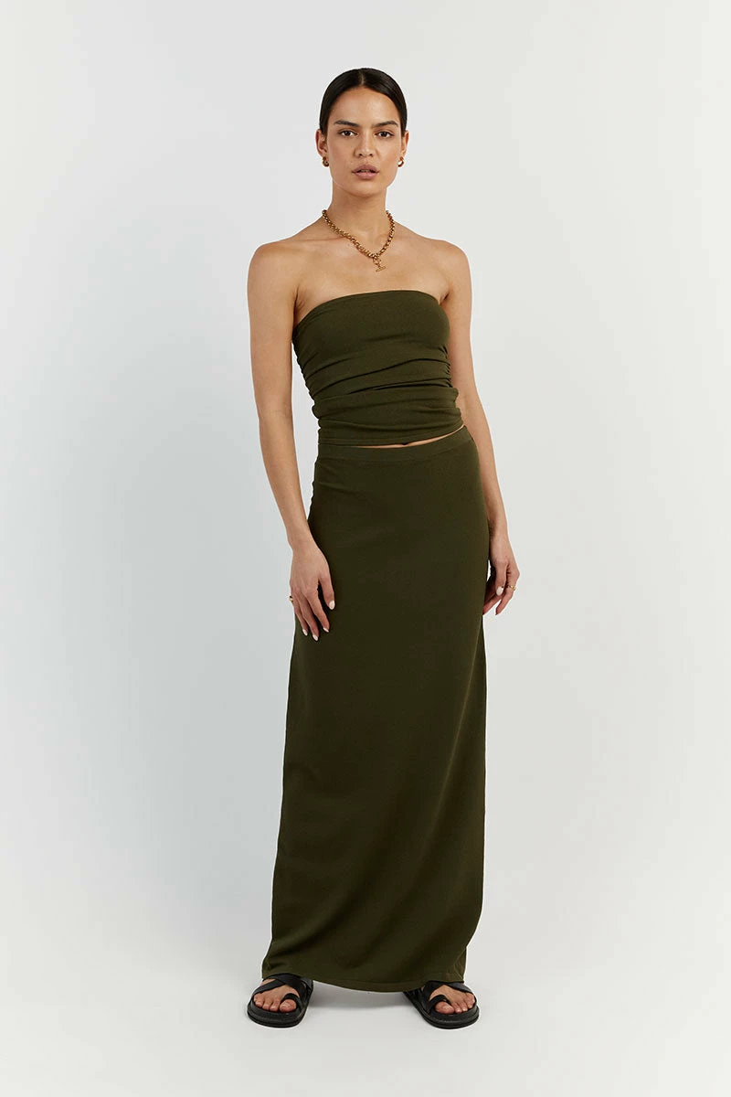 DISSH CARRIE OLIVE MIDI SKIRT 2 DISSH CARRIE OLIVE MIDI SKIRT - Image 2
