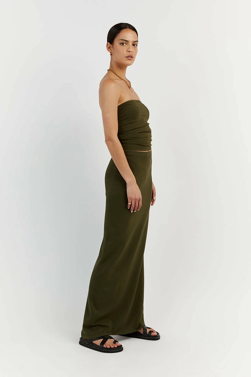 DISSH CARRIE OLIVE MIDI SKIRT 3 DISSH CARRIE OLIVE MIDI SKIRT - Image 3
