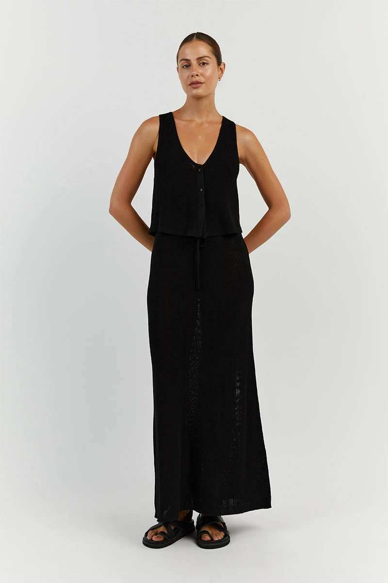 DISSH ASHER BLACK KNIT MIDI SKIRT 3 DISSH ASHER BLACK KNIT MIDI SKIRT - Image 3