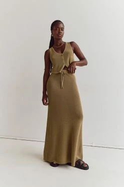 DISSH ASHER PISTACHIO KNIT MIDI SKIRT