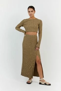 DISSH SADIE OLIVE MARLE KNIT MIDI SKIRT 8 DISSH SADIE OLIVE MARLE KNIT MIDI SKIRT -DISSH all-clothing Shop WES05041OLI.545 11