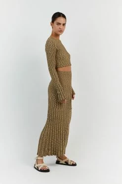 DISSH SADIE OLIVE MARLE KNIT MIDI SKIRT 9 DISSH SADIE OLIVE MARLE KNIT MIDI SKIRT -DISSH all-clothing Shop WES05041OLI.545 12