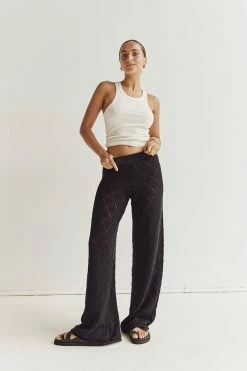 DISSH SORRENTO BLACK CROCHET KNIT PANT