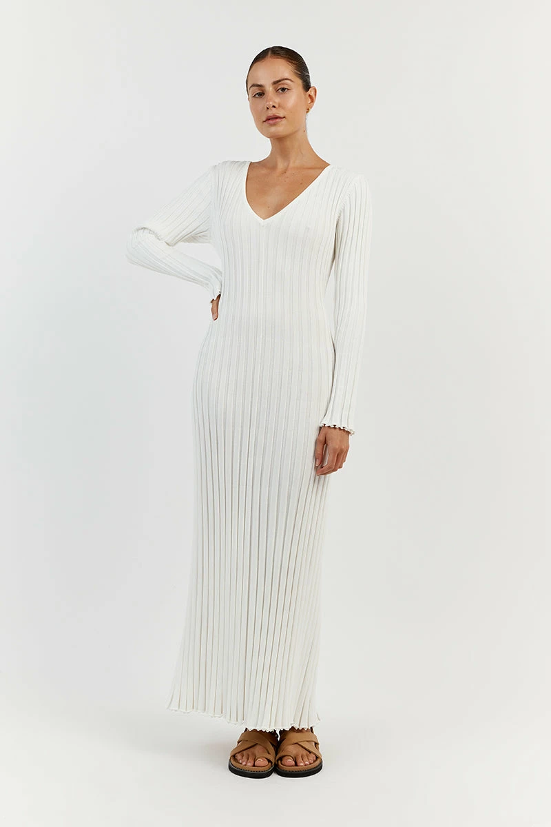 DISSH REIGN WHITE SLEEVED KNIT MIDI DRESS 2 DISSH REIGN WHITE SLEEVED KNIT MIDI DRESS - Image 2
