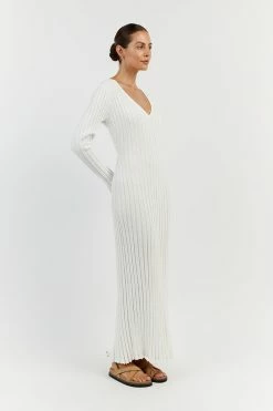 DISSH REIGN WHITE SLEEVED KNIT MIDI DRESS 10 DISSH REIGN WHITE SLEEVED KNIT MIDI DRESS -DISSH all-clothing Shop WES11103OW.105 12