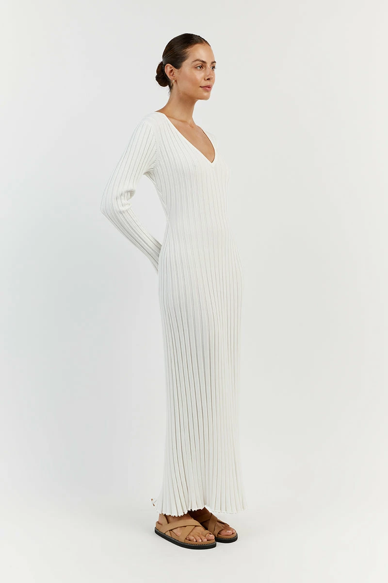 DISSH REIGN WHITE SLEEVED KNIT MIDI DRESS 4 DISSH REIGN WHITE SLEEVED KNIT MIDI DRESS - Image 4