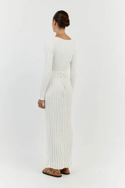 DISSH REIGN WHITE SLEEVED KNIT MIDI DRESS 11 DISSH REIGN WHITE SLEEVED KNIT MIDI DRESS -DISSH all-clothing Shop WES11103OW.105 13