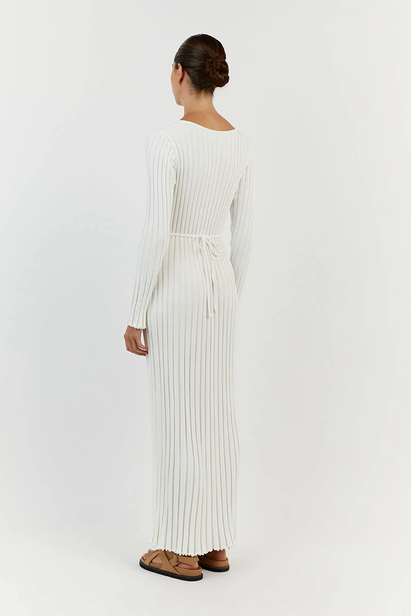 DISSH REIGN WHITE SLEEVED KNIT MIDI DRESS 5 DISSH REIGN WHITE SLEEVED KNIT MIDI DRESS - Image 5