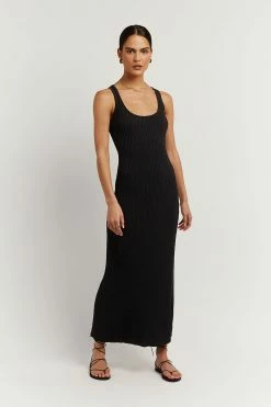DISSH VICTORIA BLACK KNIT MIDI DRESS