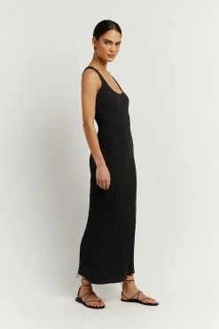 DISSH VICTORIA BLACK KNIT MIDI DRESS -DISSH all-clothing Shop WES11105BK.600 2