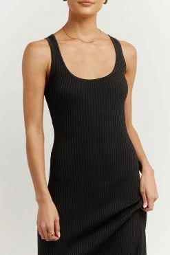 DISSH VICTORIA BLACK KNIT MIDI DRESS -DISSH all-clothing Shop WES11105BK.600 4