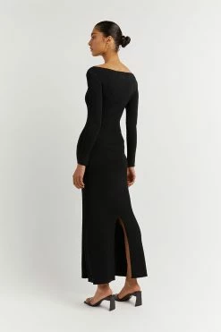 DISSH ARIA BLACK KNIT SLEEVED MIDI DRESS -DISSH all-clothing Shop WES11123BK.600 4