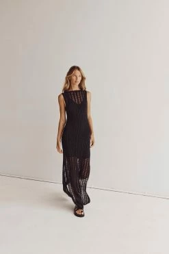 DISSH CALISTA BLACK CROCHET MIDI DRESS 13 DISSH CALISTA BLACK CROCHET MIDI DRESS -DISSH all-clothing Shop WES11126BK.600 1