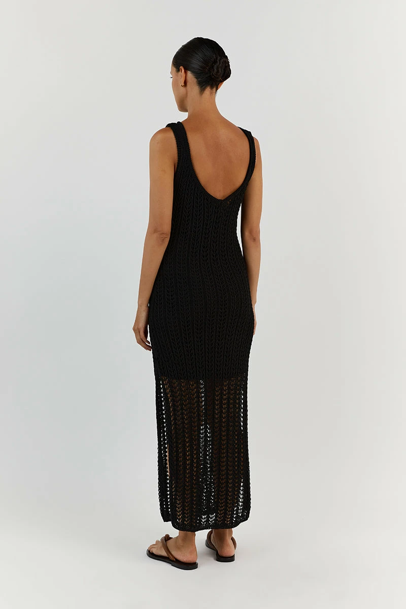 DISSH CALISTA BLACK CROCHET MIDI DRESS 5 DISSH CALISTA BLACK CROCHET MIDI DRESS - Image 5