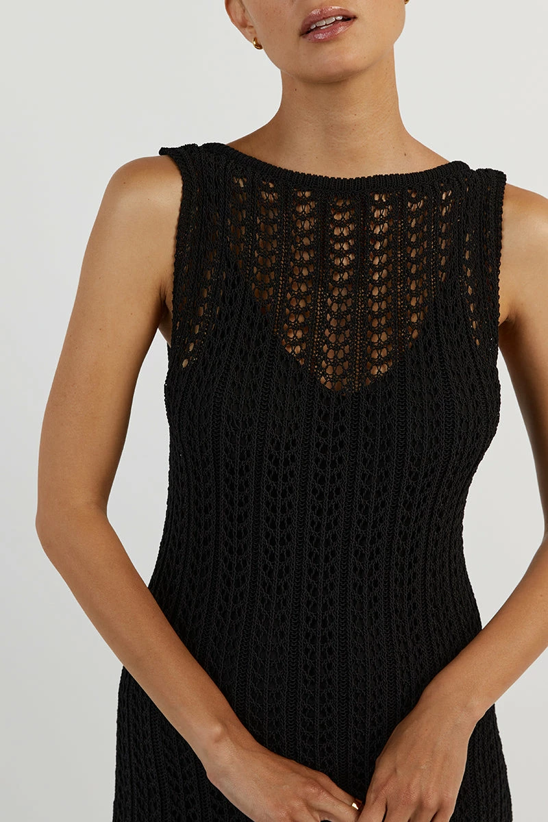 DISSH CALISTA BLACK CROCHET MIDI DRESS 6 DISSH CALISTA BLACK CROCHET MIDI DRESS - Image 6