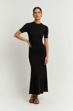 DISSH DONNA BLACK SLEEVED MIDI DRESS 7 DISSH DONNA BLACK SLEEVED MIDI DRESS -DISSH all-clothing Shop WES11127BK.600 2