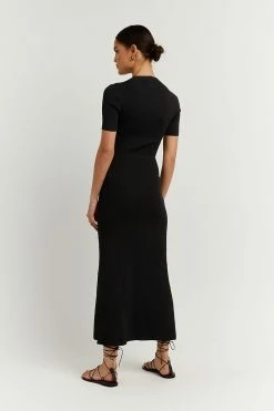 DISSH DONNA BLACK SLEEVED MIDI DRESS 8 DISSH DONNA BLACK SLEEVED MIDI DRESS -DISSH all-clothing Shop WES11127BK.600 4
