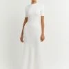 DISSH DONNA OFF WHITE SLEEVED MIDI DRESS