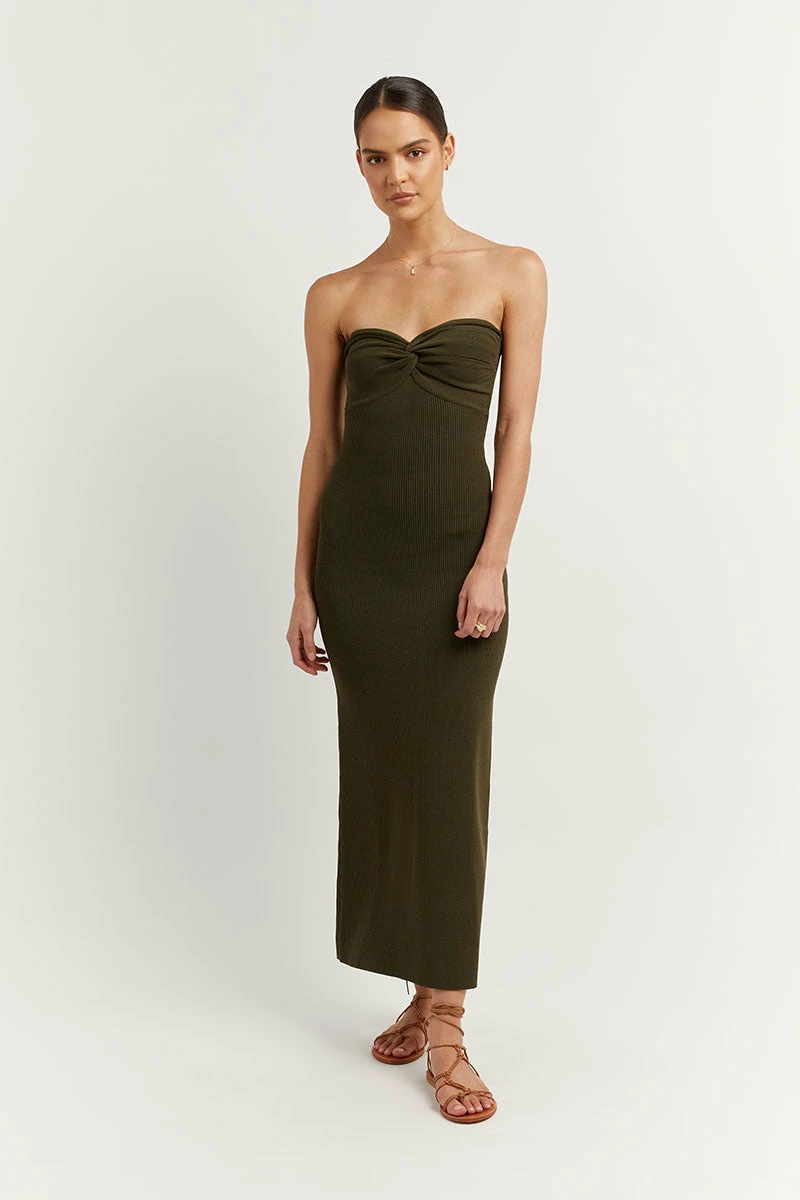 DISSH ANIKA OLIVE KNIT MIDI DRESS 2 DISSH ANIKA OLIVE KNIT MIDI DRESS - Image 2