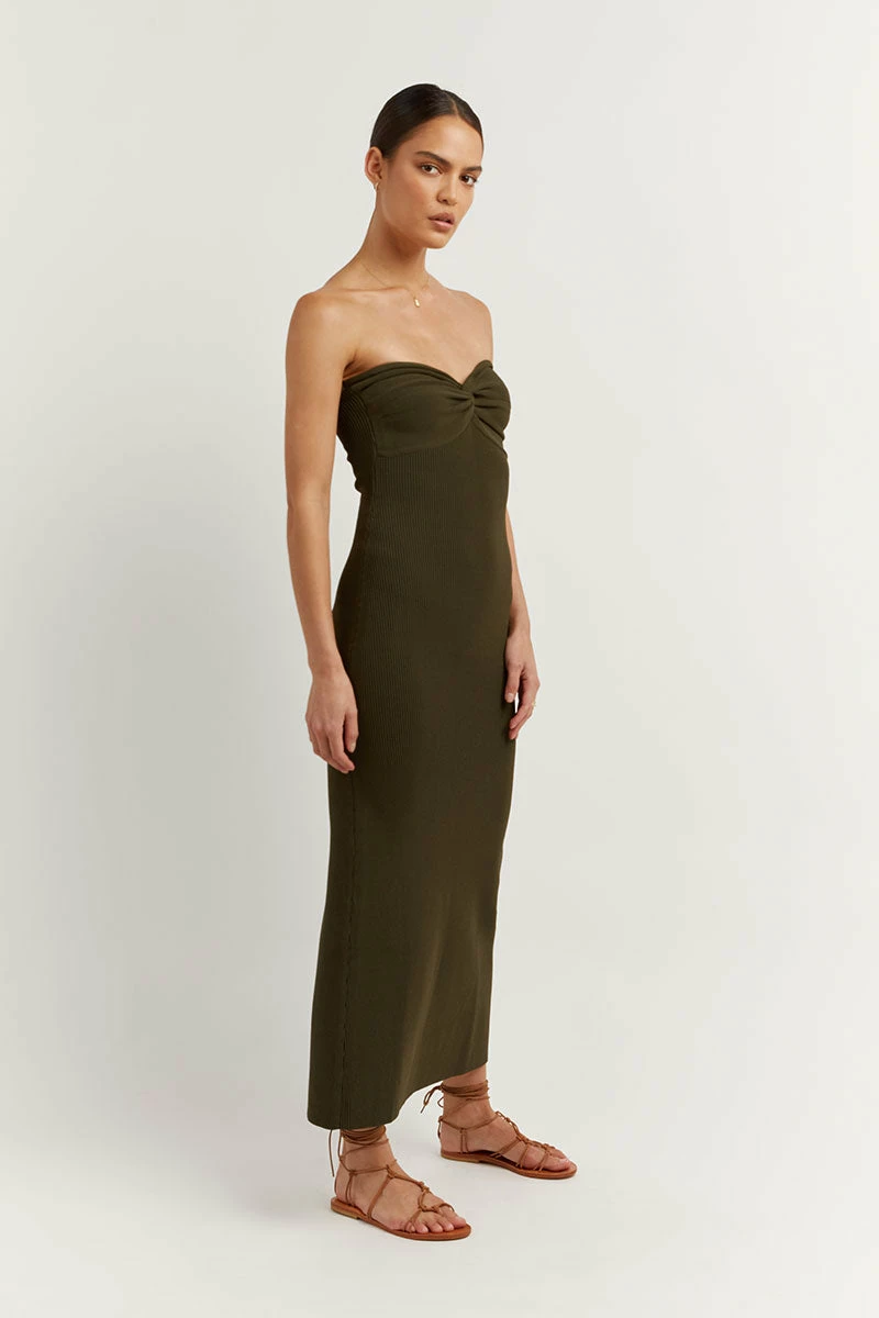 DISSH ANIKA OLIVE KNIT MIDI DRESS 3 DISSH ANIKA OLIVE KNIT MIDI DRESS - Image 3