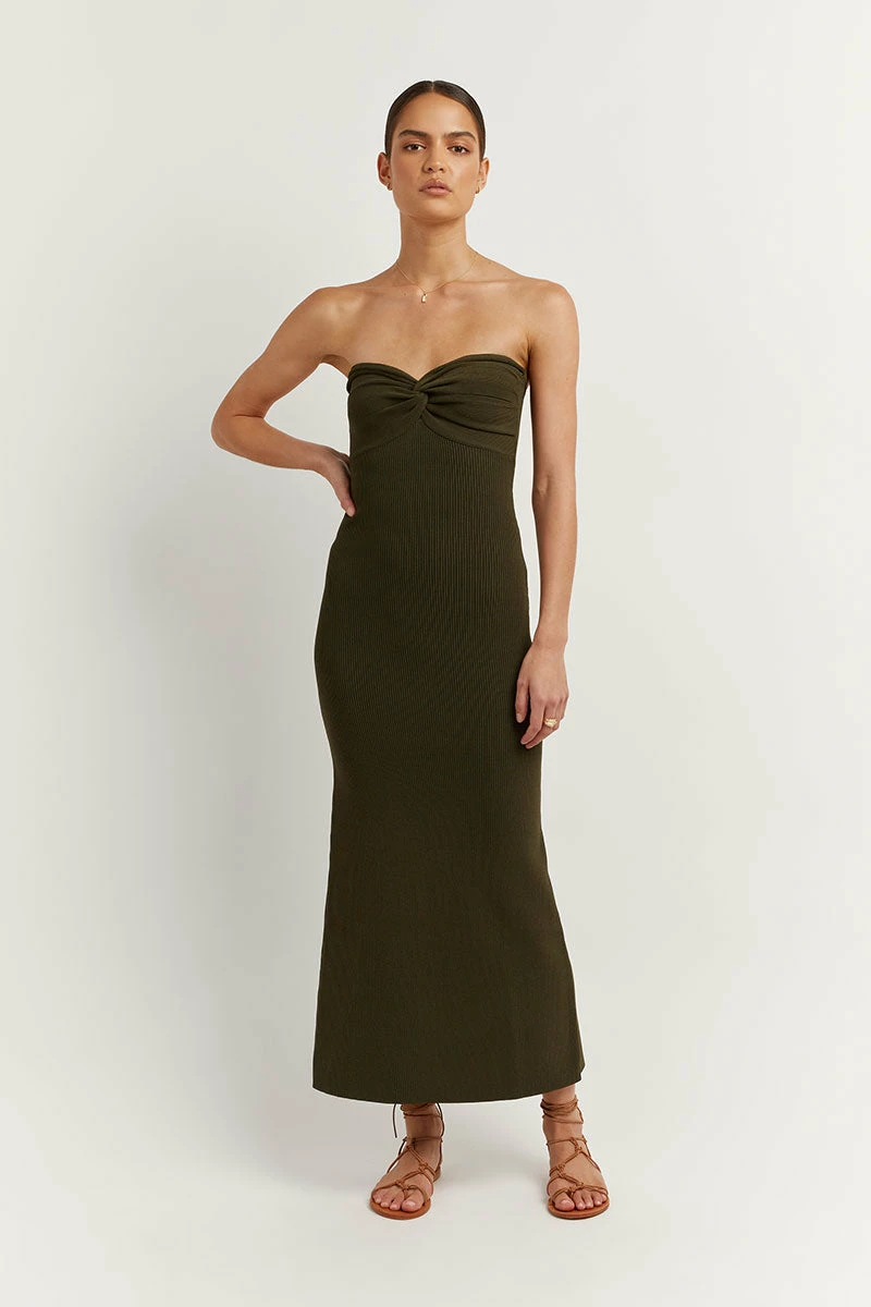 DISSH ANIKA OLIVE KNIT MIDI DRESS 1 DISSH ANIKA OLIVE KNIT MIDI DRESS