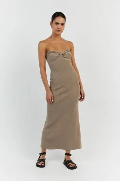 DISSH ANIKA TAUPE KNIT MIDI DRESS