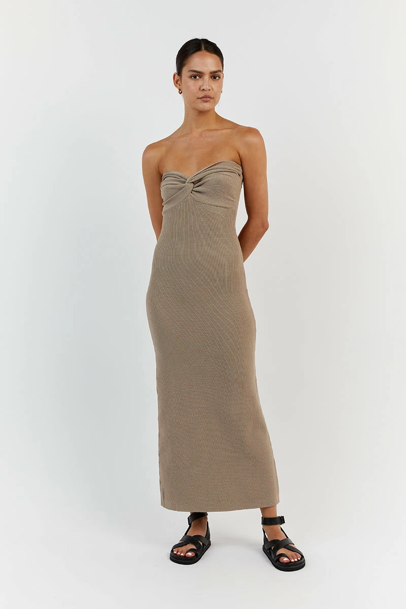 DISSH ANIKA TAUPE KNIT MIDI DRESS 2 DISSH ANIKA TAUPE KNIT MIDI DRESS - Image 2