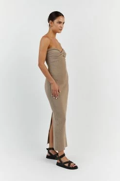 DISSH ANIKA TAUPE KNIT MIDI DRESS 7 DISSH ANIKA TAUPE KNIT MIDI DRESS -DISSH all-clothing Shop WES11128TAU.558 12