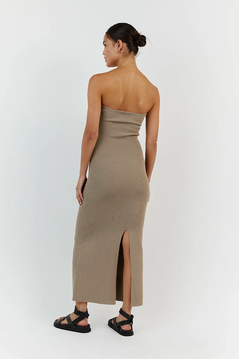 DISSH ANIKA TAUPE KNIT MIDI DRESS 4 DISSH ANIKA TAUPE KNIT MIDI DRESS - Image 4