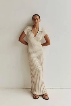 DISSH ADA OAT MARLE COLLARED MIDI DRESS