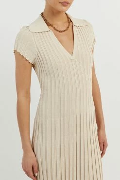 DISSH ADA OAT MARLE COLLARED MIDI DRESS 9 DISSH ADA OAT MARLE COLLARED MIDI DRESS -DISSH all-clothing Shop WES11180OTM.154 4