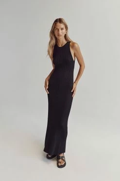 DISSH VALERIE BLACK KNIT RACER MIDI DRESS -DISSH all-clothing Shop WES11181BK.600