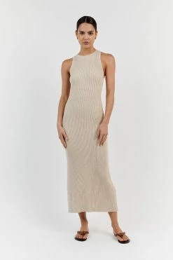 DISSH VALERIE STONE KNIT RACER MIDI DRESS