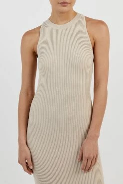 DISSH VALERIE STONE KNIT RACER MIDI DRESS -DISSH all-clothing Shop WES11181STO.175 19