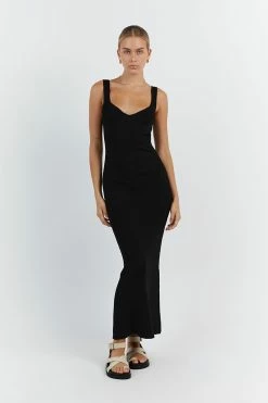 DISSH EVA BLACK SWEETHEART MIDI DRESS 7 DISSH EVA BLACK SWEETHEART MIDI DRESS -DISSH all-clothing Shop WES11184BK.600 12