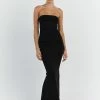 DISSH CARRIE BLACK RUCHED MIDI DRESS