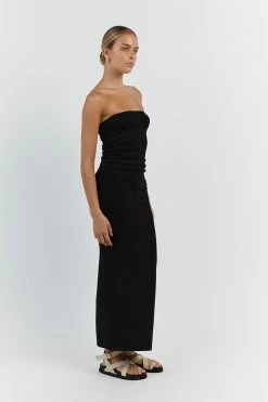 DISSH CARRIE BLACK RUCHED MIDI DRESS -DISSH all-clothing Shop WES11192BK.600 12