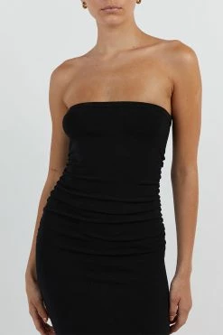 DISSH CARRIE BLACK RUCHED MIDI DRESS -DISSH all-clothing Shop WES11192BK.600 14