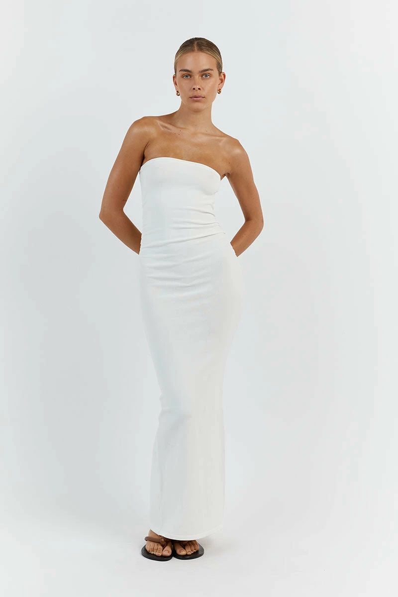 DISSH CARRIE OFF WHITE RUCHED MIDI DRESS 2 DISSH CARRIE OFF WHITE RUCHED MIDI DRESS - Image 2