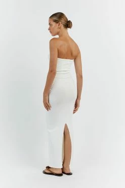 DISSH CARRIE OFF WHITE RUCHED MIDI DRESS 9 DISSH CARRIE OFF WHITE RUCHED MIDI DRESS -DISSH all-clothing Shop WES11192OW.105 13