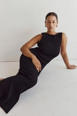 DISSH SIENNA BLACK KNIT MIDI DRESS